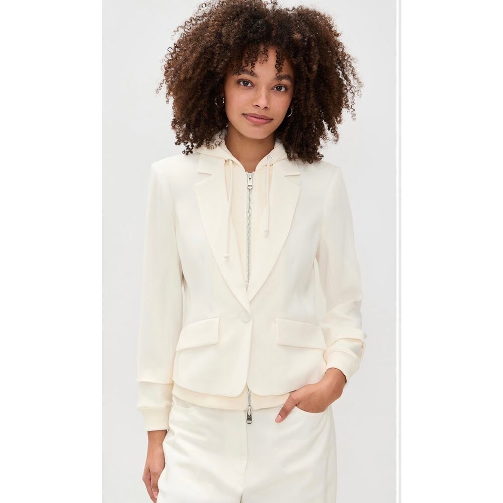 Cinq a Sept Le Petit Khloe Zip-Up Blazer Ivory Size 12 (NWOT)